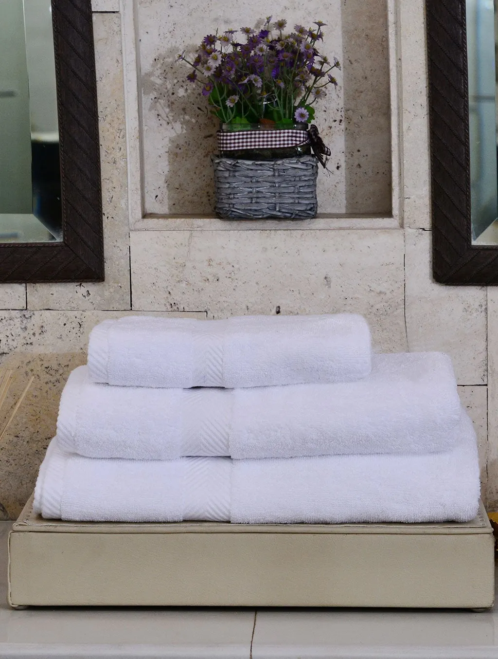 Towels Plain White Dyed