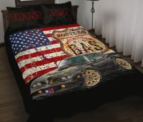 Trans Am American Flag Route 66 Muscle Car Art Quilt Set