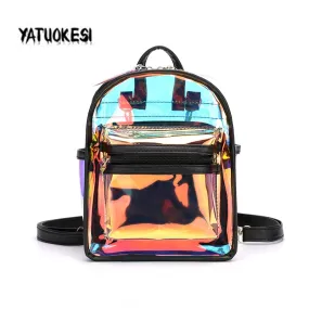 Transparent PVC Mini Clear Backpack For Women Shoulder Bag Candy Colorful Travel Transparent Waterproof