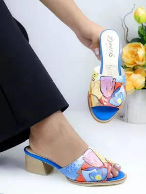 Vibrant Artistry The Colorful Block-Heeled Sandals