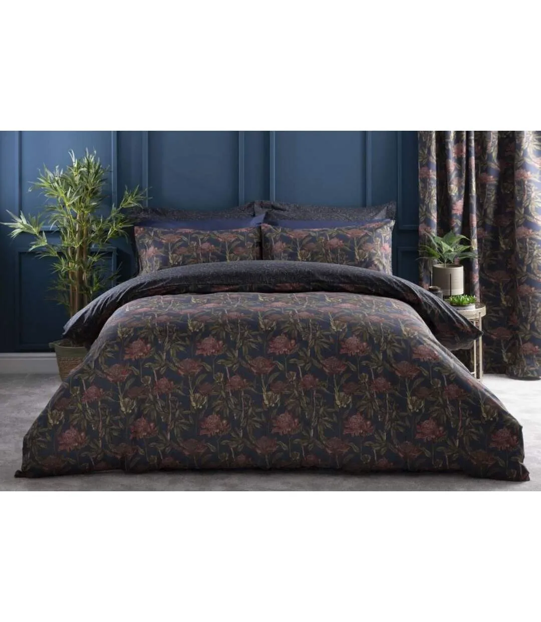 Wild garden duvet cover set navy/pink Belledorm