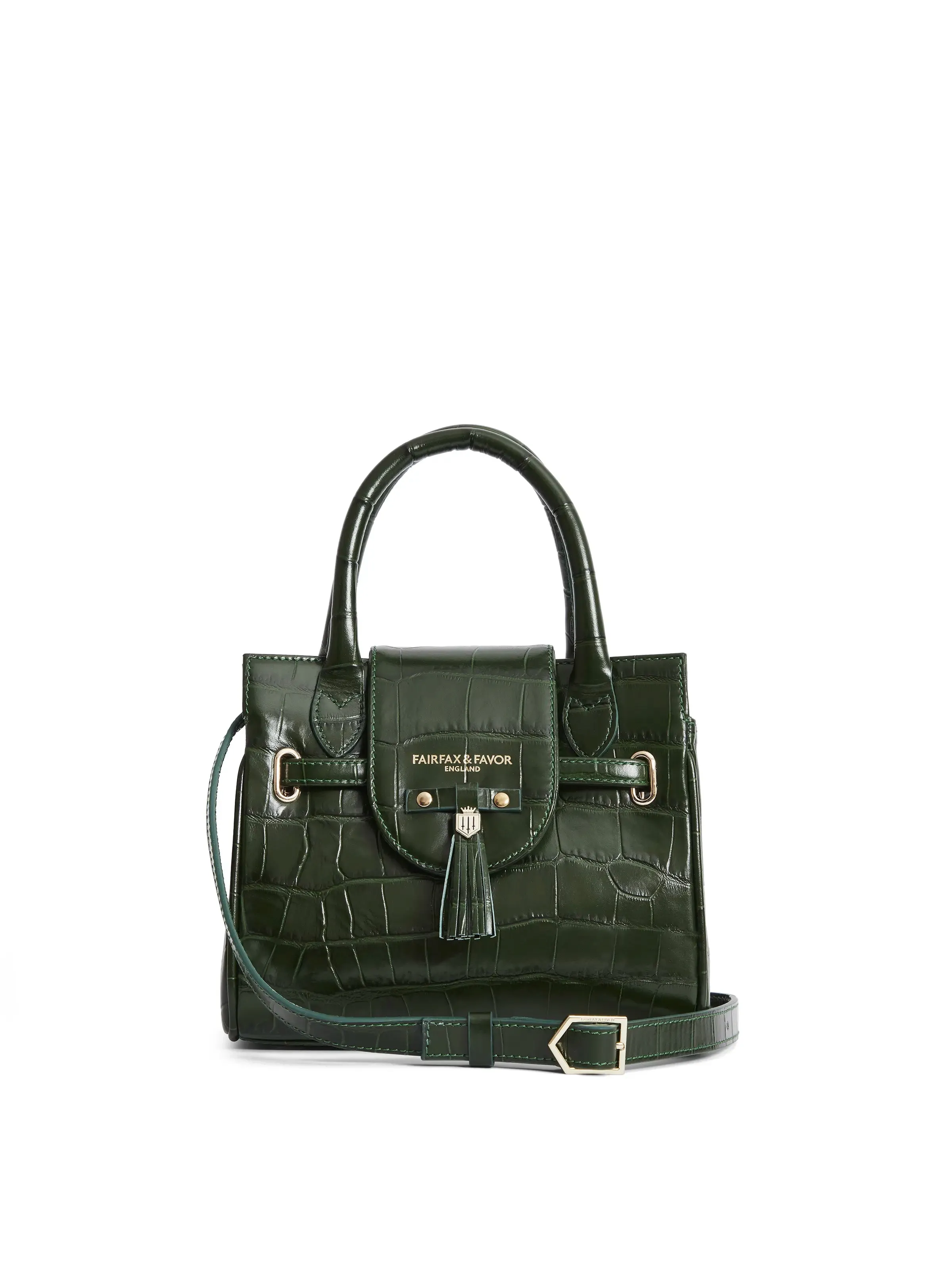 Windsor Emerald Green Croc Print Leather Crossbody Bag