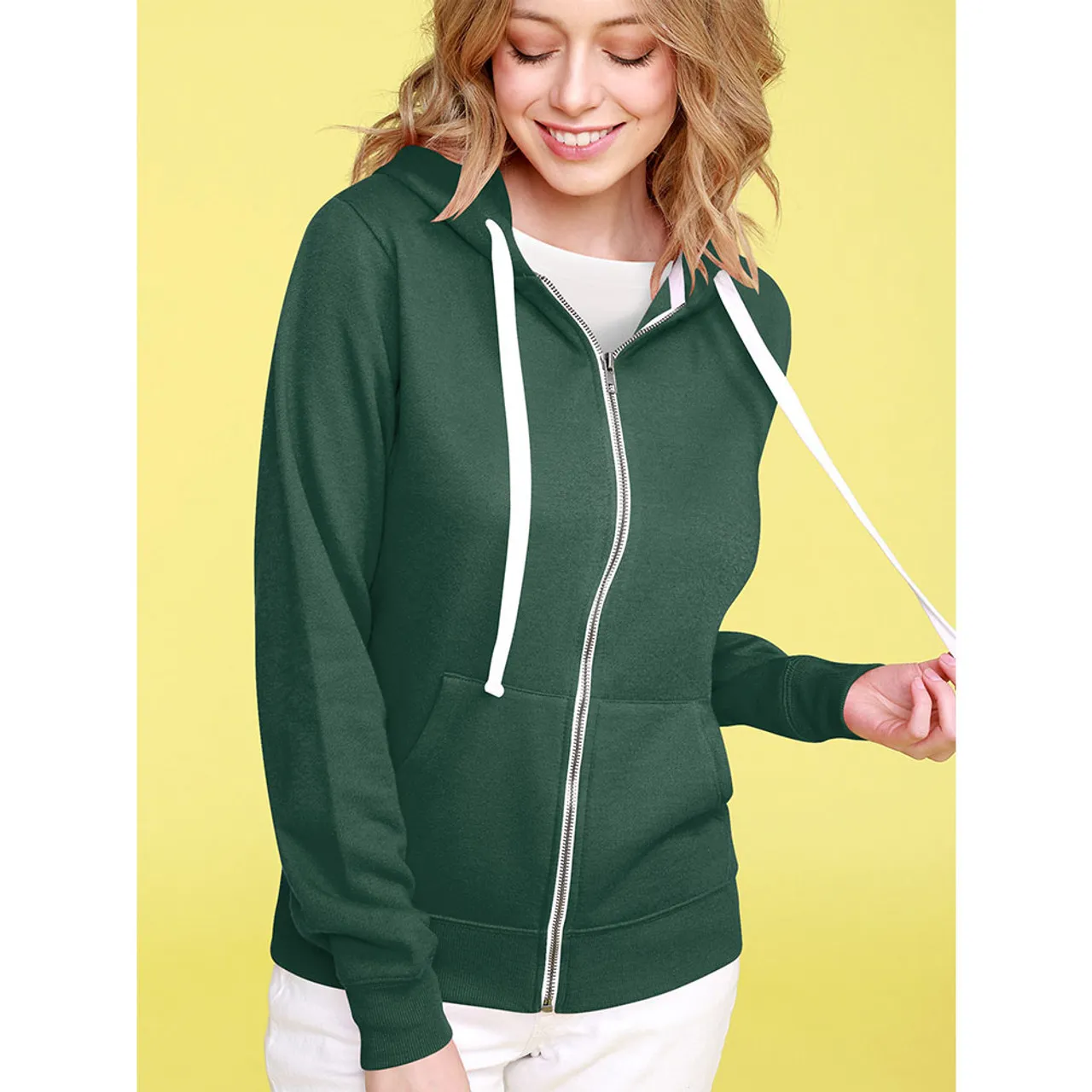 Women's Slim-Fit Casual Zip-up Hoodie Lightweight Sweatshirt