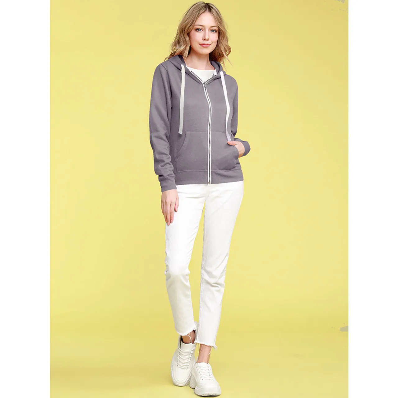 Women's Slim-Fit Casual Zip-up Hoodie Lightweight Sweatshirt