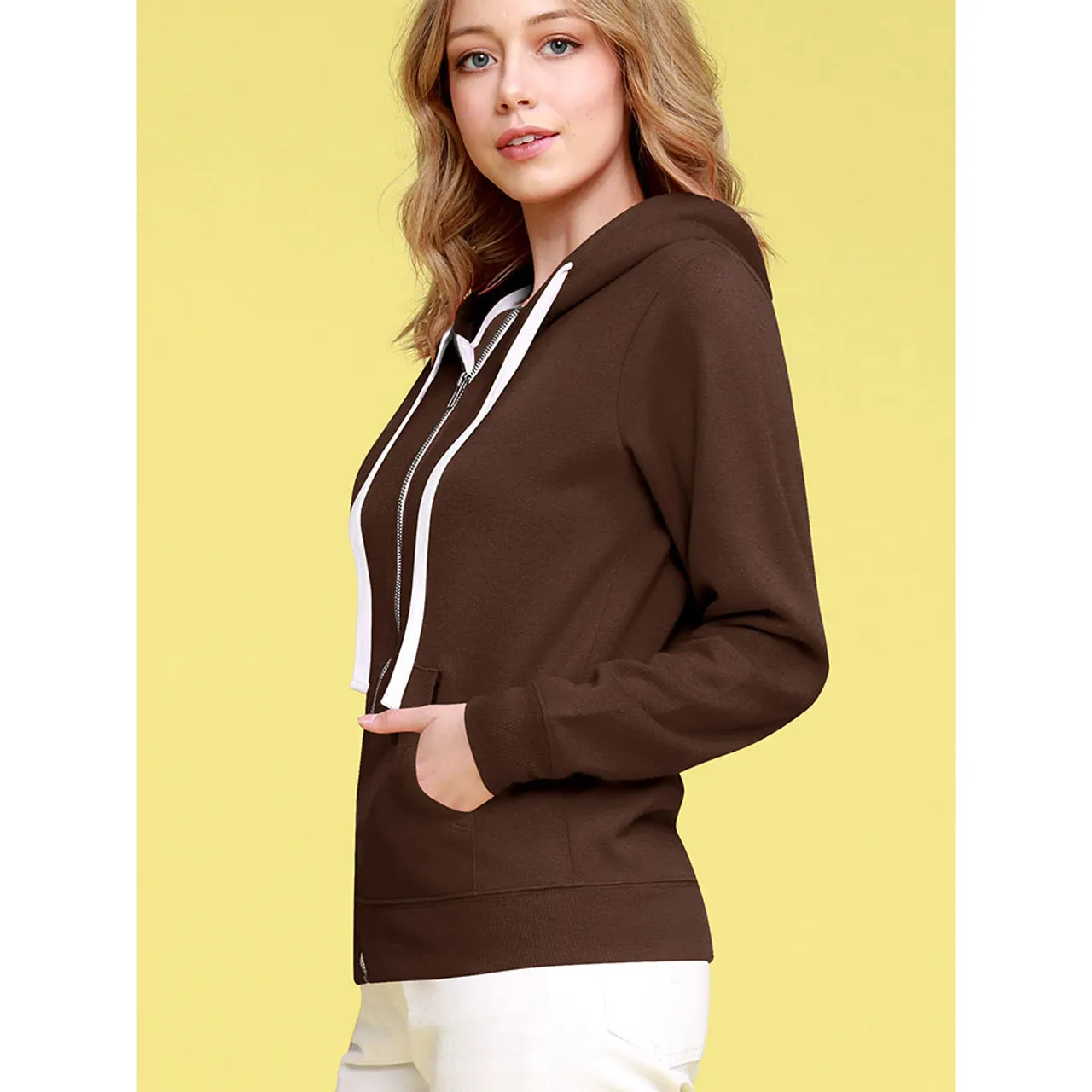 Women's Slim-Fit Casual Zip-up Hoodie Lightweight Sweatshirt