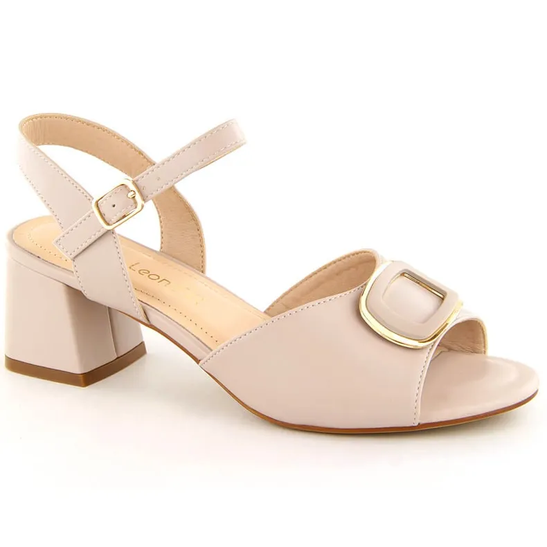 Women's elegant beige high-heeled sandals Sergio Leone SK891