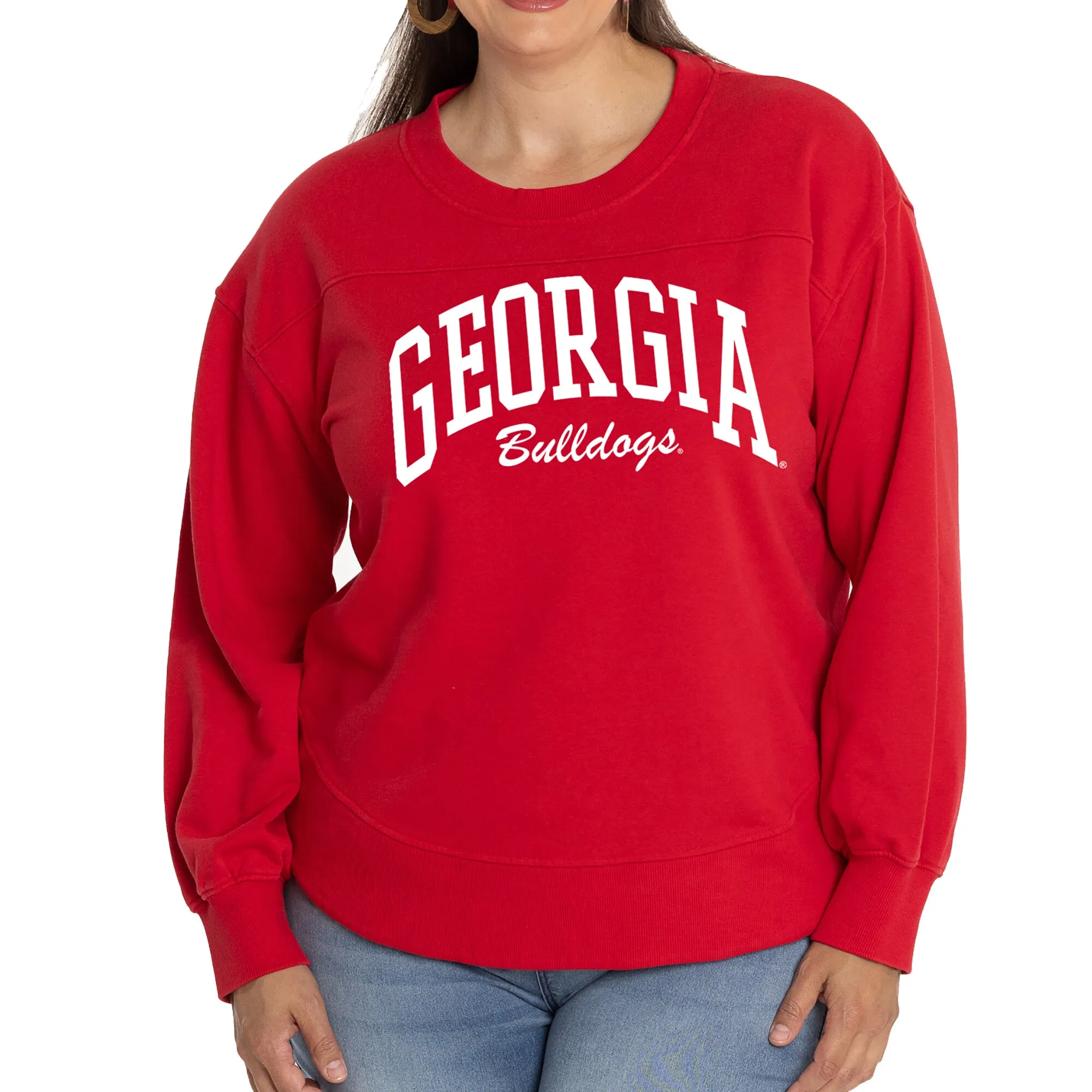 Women's  Red Georgia Bulldogs Yvette Pullover Sweatshirt