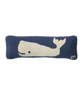 Wool Hooked Throw Pillow, Whale, 8" x 24"