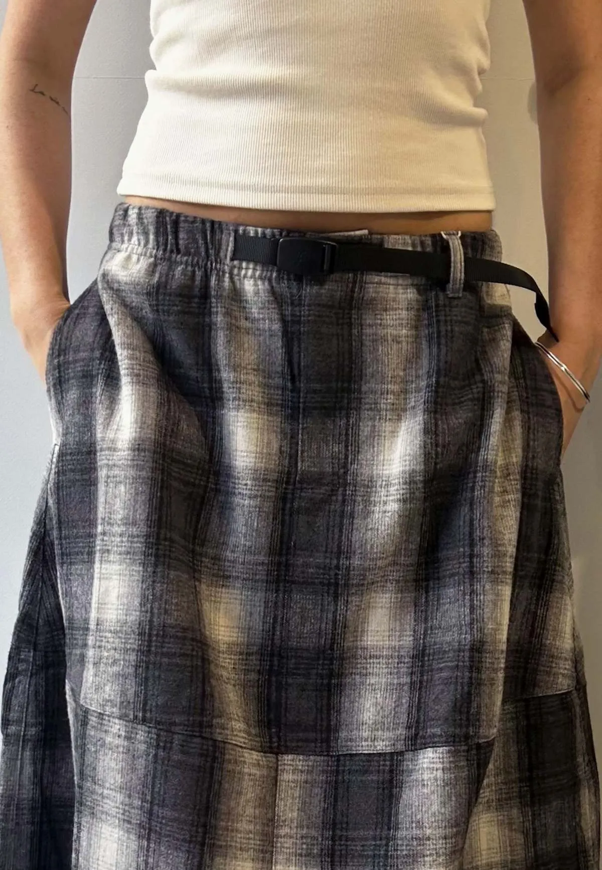 Wool Paneled Skirt - Shadow Plaid