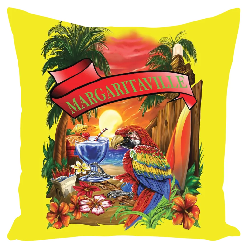 Yellow Margaritaville Parrot Outdoor Pillows