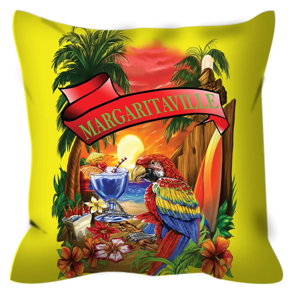 Yellow Margaritaville Parrot Outdoor Pillows